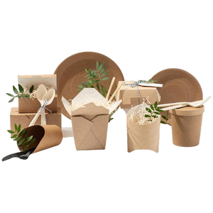 Boîte alimentaire jetable biodégradable personnalisée, à emporter, en papier kraft, pour le déjeuner, bento, livraison de nourriture, emballage GREENPACKING - Product Image 1
