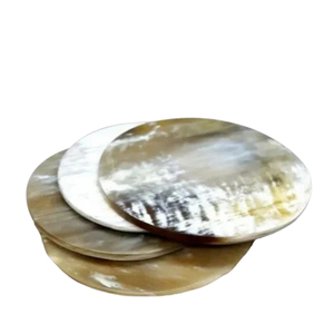 White Color <b>Table</b> Top Horn Coaster Sets of 4 Round Shape Home Hotel Wedding Party Other <b>Occasion</b> Horn Stone Coasters - Product Image 1