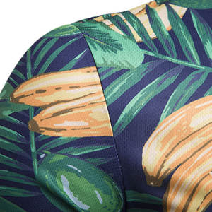 Polo de Rendimiento para Hombre |   Impresión por sublimación de hojas tropicales y plátanos azul marino |   Top Deportivo Transpirable y Artístico para Verano - Product Image 6