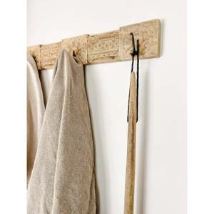 Elegant Indian Carved Wood <b>Wall</b> <b>Hook</b> Panel Large 3-<b>Hook</b> Design Coat Rack - Product Image 2