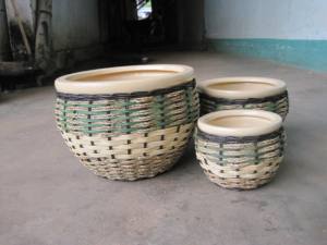 Macetas de cerámica modernas para interiores con decoración de junco/ratán, juego de macetas de arcilla esmaltada para decoración del hogar y suministros de jardín, a los mejores precios. - Product Image 3