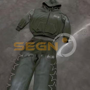 Chándales de diamantes de imitación de etiqueta privada de alto fabricante para hombres, chándales de diamantes de imitación personalizados con su propio diseño para hombres - Product Image 3