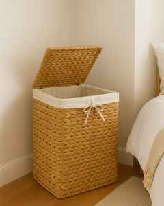 Paniers de rangement ronds en rotin naturel durable avec poignées pour vêtements, chaussures et décoration intérieure - Product Image 4