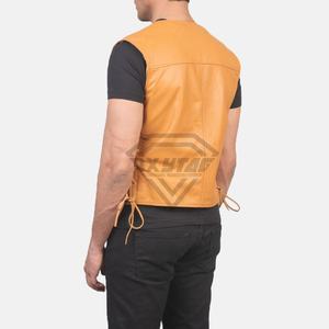 เสื้อกั๊กหนังแฟชั่นฤดูร้อนสำหรับผู้ชายเสื้อกั๊กหนัง100% ดีไซน์ใหม่ - Product Image 5