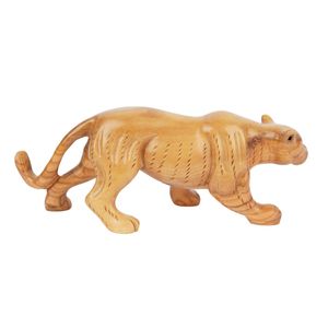 Sculpture de Puma en bois d'olivier écologique sculptée à la main, 20 cm, figurine de chat sauvage faite à la main pour anniversaire, vente en gros de Bethléem - Product Image 1