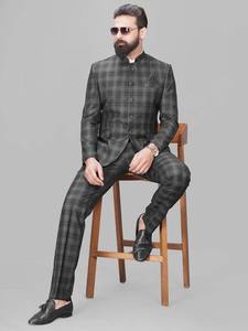 Traje Básico de 2 Piezas para Hombre, Traje de Estilo Jodhpuri de Poliéster, Corte Regular Largo, Antiarrugas, Transpirable, Características Formales - Product Image 3