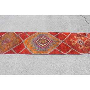 Tapis turc vintage 2,9x10,1 pi (88x308 cm), tapis en laine rouge Herki - Product Image 3