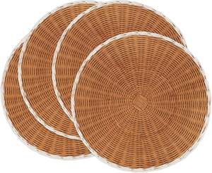 Woven <b>placemat</b> round wicker charger plate artisan handmade <b>table</b> mat eco friendly stylish boho <b>dining</b> for home restaurant event - Product Image 6