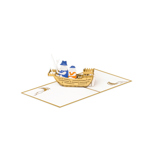 Carte pop-up 3D Bateau de pêche Père et fils Carte pop-up faite à la main 3D et enveloppe Cartes de vœux 3D pour la fête des pères Cartes 3D pop-up - Product Image 2
