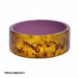Brazalete de Resina de Caparazón de Tortuga Hecho a Mano, Dos Tonos Ámbar y Morado Malva, Brazalete Grueso para Mujer - Product Image 1