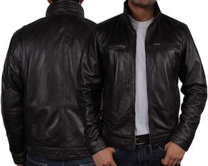 Chaqueta de Cuero de Oveja Vintage con Cuello Alto Clásico para Hombre, Estilo Urbano con Cierre de Cremallera - Product Image 5