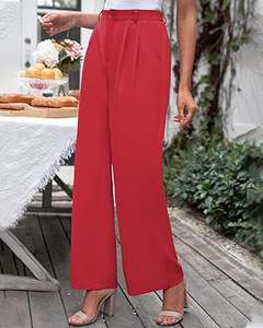 Pantalon ample coupe ajustée à la mode pour femmes respirant tenue décontractée pantalon pantalon habillé taille moyenne évasée pile acheter en gros - Product Image 4