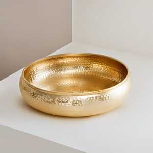 Tazón Redondo de Latón Puro Indio para Servir Frutas y Ensaladas, Utensilios de Cocina Ecológicos con Acabado Pulido para Exhibir Frutas en la Mesa - Product Image 1
