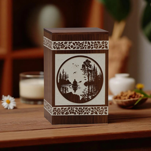 American Style Kayak Scene Handcrafted Sheesham Wood Cremation Urn <b>Memorial</b> <b>Keepsake</b> Box for Adult Ashes - Product Image 6