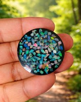Ópalo Natural Doble, Gema Redonda Pequeña de 70 a 100 Ct, Ópalo de Fuego Negro, Piedra Suelta para Joyería, Rafay Gemstone