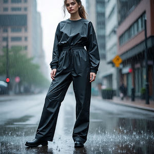 Pantalones Cargo cortavientos para mujer, pantalones impermeables de nailon con múltiples bolsillos, pantalones cortavientos con botones en la cintura para mujer - Product Image 3