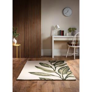 Hand-Tufted Wool Rug Cream/Green Rectangle Plush Living <b>Room</b> <b>Carpet</b> - Product Image 4