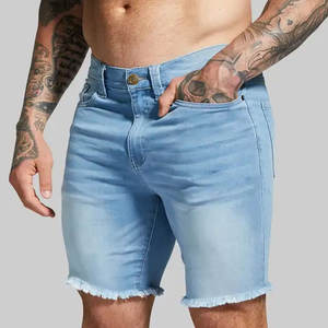 Short en jean design personnalisé à séchage rapide avec bouton et fermeture éclair Wholesale Vintage Wash Summer Denim Shorts - Product Image 3