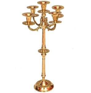 Candélabre en métal fait main, plaqué argent, 5 bras, pour la décoration de table à la maison et les mariages, centre de table - Product Image 2