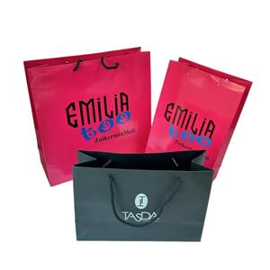 Bolsas de compras de papel con logotipo personalizado reciclable-Bolsas de regalo de lujo con asa de cinta - Product Image 3