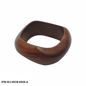 Hand-Carved Natural Wood <b>Bangle</b> <b>Bracelet</b> Organic Wavy Contour Design Dark Rosewood Finish Boho Ethnic Jewelry for Women - Product Image 2