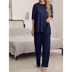 Conjunto de ropa deportiva informal de verano para mujer, transpirable, de secado rápido, para Fitness, Yoga, tenis, hombro caído, Color de golpe, dos piezas para mujer - Product Image 2