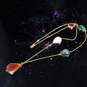 Gargantilla fina de múltiples piedras preciosas, collar de Latón chapado en oro con piedras deslumbrantes - Product Image 4