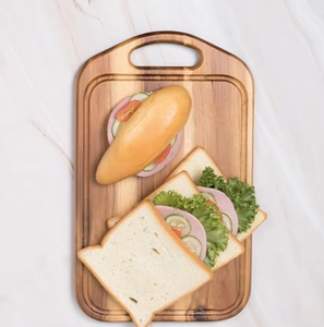 Planche à découper en bois d'acacia avec poignée pour légumes, viande et fromage Planche de cuisine en bois de chêne - Product Image 1
