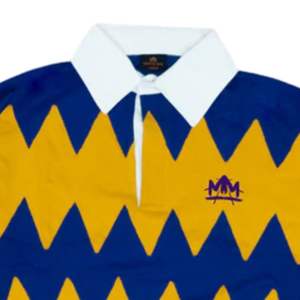 Camiseta de Rugby Amarilla y Azul para Hombre, Manga Larga, Algodón, Estilo Polo, Patrón en Zigzag, Ropa Deportiva Informal, Ajuste Holgado, Camiseta de Entrenamiento Unisex - Product Image 3