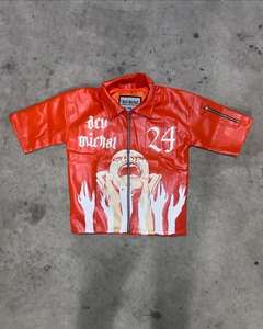 Comfortable men <b>leather</b> <b>shirt</b> with button closure, premium stitch finish for a bold look. - Product Image 2