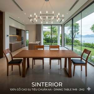 Mesa de Comedor de 200 cm para 6 Personas, Madera de Ónix y Nogal, Chapa de Roble, Estructura de Madera de Caucho, Muebles Modernos para Comedor, Duraderos - Product Image 2