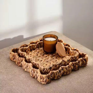 Plateaux rectangulaires en jacinthe d'eau naturelle au design unique, plateau de décoration en jacinthe, tissé à la main, vente en gros en provenance du Vietnam - Product Image 1