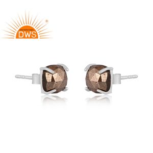 Dernier modèle de boucle d'oreille en argent sterling fin avec pierres précieuses en pyrite naturelle Fabricant de bijoux personnalisés - Product Image 2