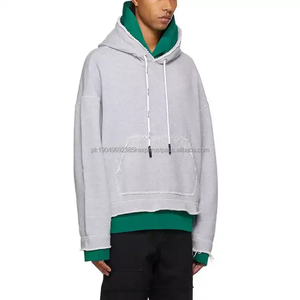 Sudaderas con Capucha de Felpa Francesa Personalizadas, Estilo Urbano, Holgadas, de Doble Capa con Bordes Deshilachados y Bolsillos - Product Image 4