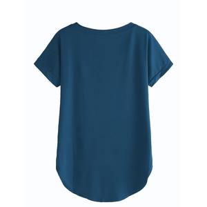 T-shirts pour femmes avec logo Broderie imprimée au design personnalisé Chemise à col large en coton mélangé respirant de bonne qualité - Product Image 6