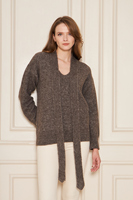 Conjunto de suéter y bufanda de punto oversize con cuello en V para mujer – Elegante y casual, mezcla de lana, ajuste holgado, conjunto de dos piezas para invierno