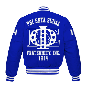 Phi Beta Sigma 1914 Bleu Blanc Grec Vie Varsity Letterman Veste Fraternité Chenille Broderie Collège Veste - Product Image 3