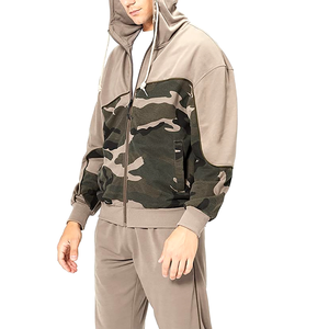 Survêtement de sport décontracté pour homme de haute qualité, écologique, en molleton de coton à fermeture éclair intégrale, à manches longues, uni, pour jogging - Product Image 4