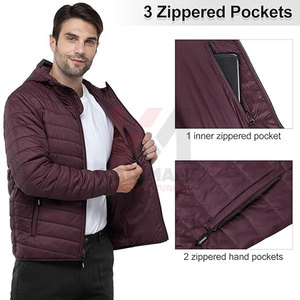 Abrigo acolchado con capucha para hombre para todas las estaciones, chaqueta aislante ligera y cálida para viajes en la nieve, senderismo, OEM/ODM, venta al por mayor personalizada - Product Image 3
