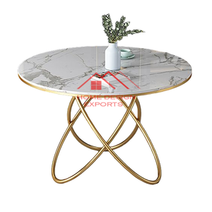 Mesa de centro redonda para sala de estar chapada en acero inoxidable de alta moda, muebles en marco de Color dorado, juego de mesa de centro - Product Image 3