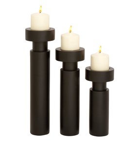 Bougeoir noir fabriqué à la main et incurvé à la main, bougeoir pilier d'excellente qualité pour la décoration de la maison - Product Image 1