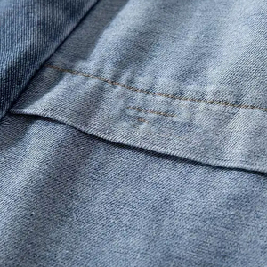 กางเกงยีนส์สำหรับผู้ชายไซส์พิเศษดีไซน์แบบมีกระเป๋ากางเกงขาสั้นสีฟ้าอ่อนกางเกงขาสั้นผ้ายืดเอวสูง - Product Image 5