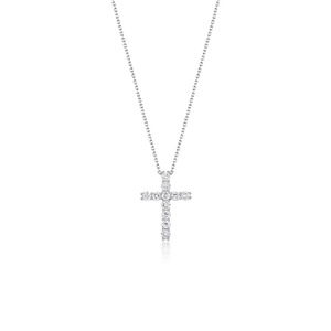 Timeless Round Cross Necklace 0.50 To 1.50 Ct D-F VVS1-VS2 Lab Grown Diamond In Platinum Bridal Wedding Engagement Party Wear - Product Image 2