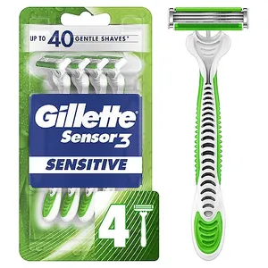 Gillette Sensor 3 pisau cukur sekali pakai pria sensitif, 4 pisau cukur