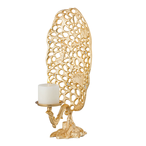 Bougeoir moderne en métal doré avec pétale de feuille Design Vaisselle de bureau Outils votifs décoratifs Type d'outils à salade - Product Image 1