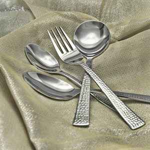 Service de couverts moderne en acier inoxydable avec poignée plate épaisse Couverts italiens blancs Serveur de salade de Guangzhou en métal - Product Image 5