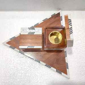 Ensemble de plateaux de luxe de style arabe incrustés de nacre avec bakhoor mubkhar et boîte artisanale en perles pour une décoration intérieure raffinée - Product Image 4