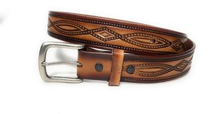 Ceinture Western Cowboy en Cuir Pleine Fleur Robuste Personnalisée Décontractée en Cuir de Vachette Premium avec Motifs Géométriques Entièrement Imprimés Ceintures de Luxe Prêtes à l'Expédition Unisexe - Product Image 2