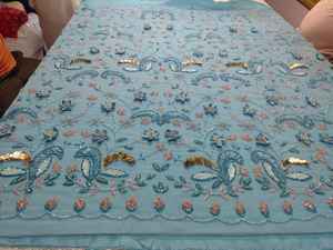 Tissu en dentelle de tulle 3D, motif batik, broderie, 100% acrylique, anti-boulochage, poids lourd, pour robes - Product Image 2