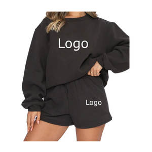 Logo personnalisé Nouveau Street Wear Survêtement à manches longues Pull Hoodies Ensemble Femmes Deux Pièces Shorts Ensemble - Product Image 2